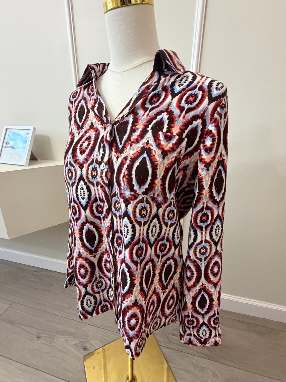 Printed Button-Down Shirt - Red Multi Ikat - Picture 2 of 6